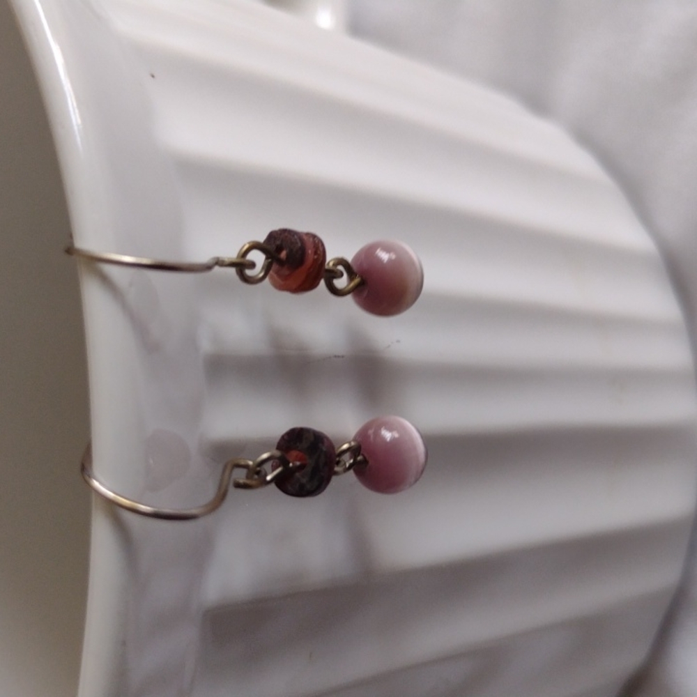 Purple cats eye hook earrings
